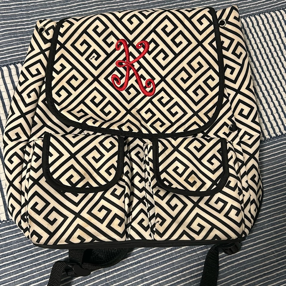 EUC Initials Inc. drawstring waterproof backpack with initial K